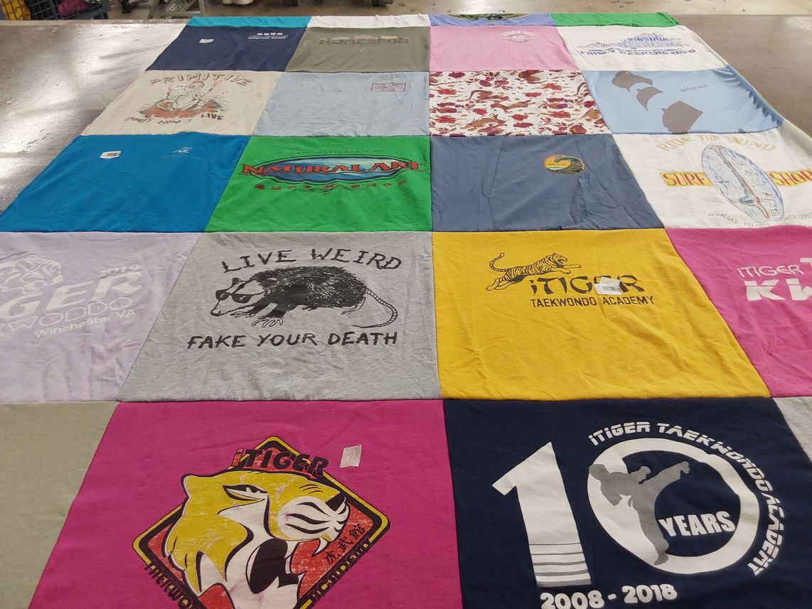 T-shirt quilt with taekwondo themes by Beth from VA