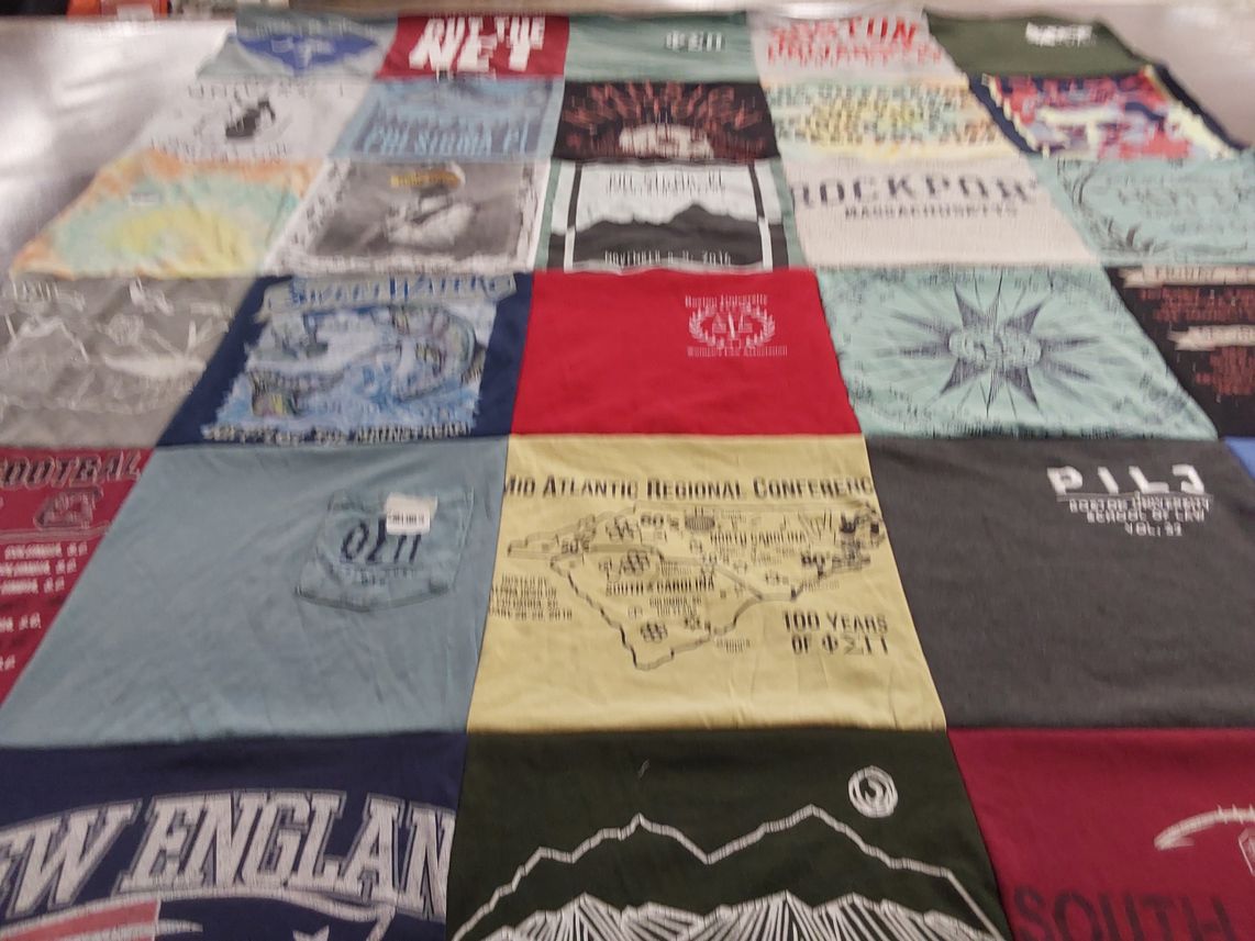 T-shirt quilt with sports, events themes by Abby from MA