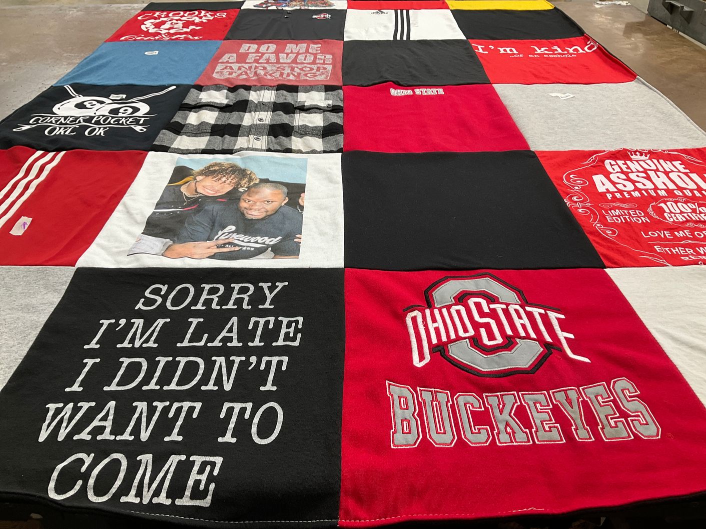 T-shirt quilt featuring ohio state buckeyes by Jessica from GA