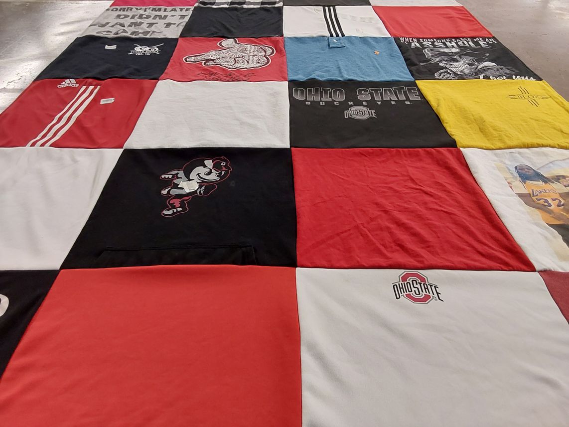 T-shirt quilt featuring ohio state buckeyes by Jessica from OK