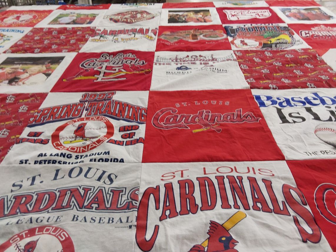 T-shirt quilt featuring st. louis cardinals by Cindy from MO