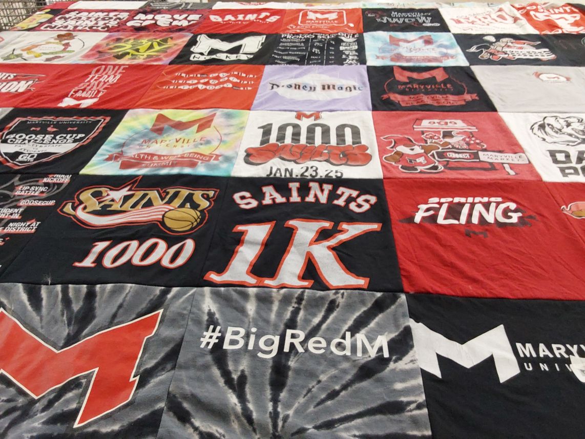 T-shirt quilt featuring maryville university saints by MaryAnn from MO
