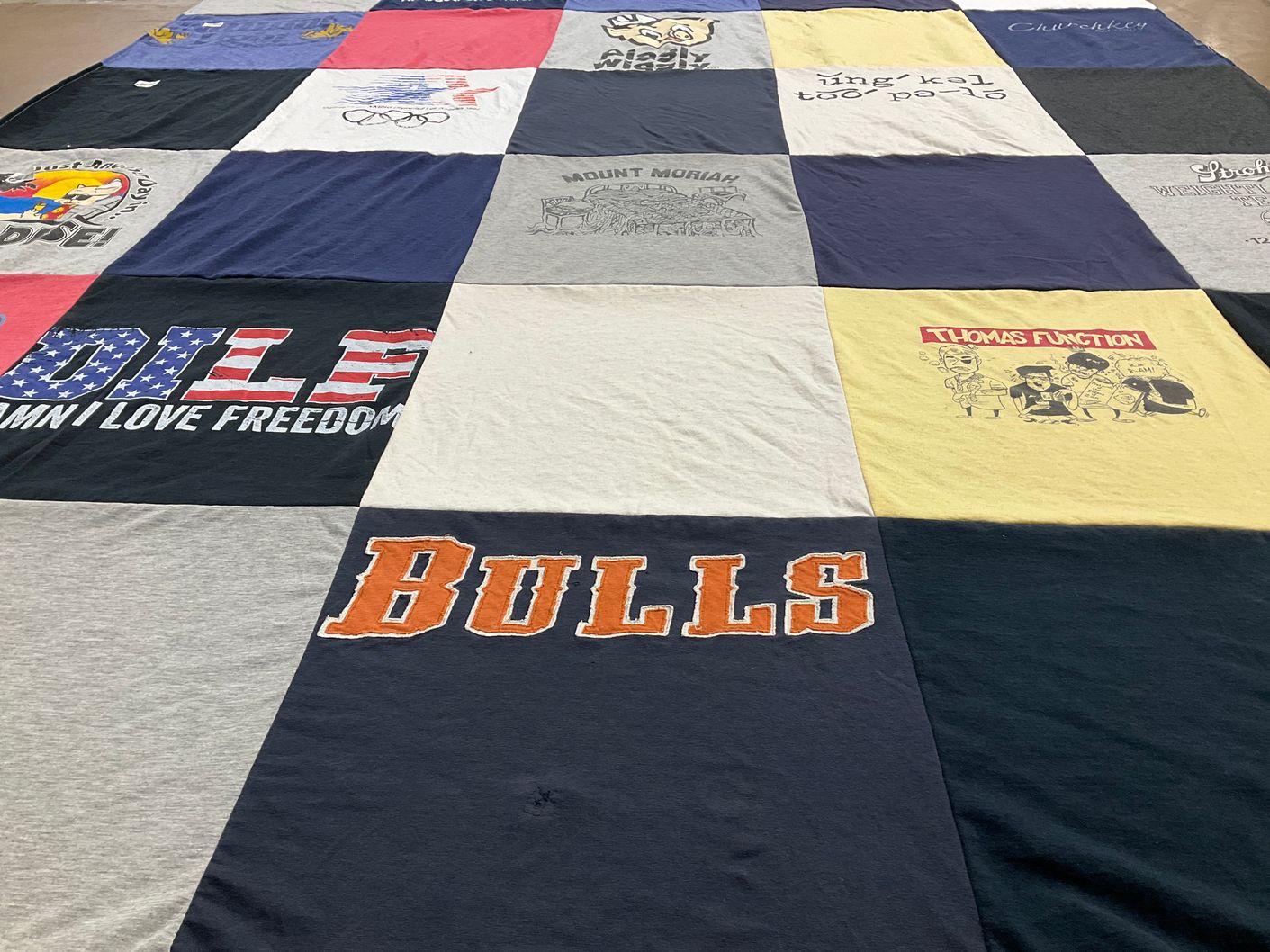 T-shirt quilt featuring bulls by Suzanne from NC