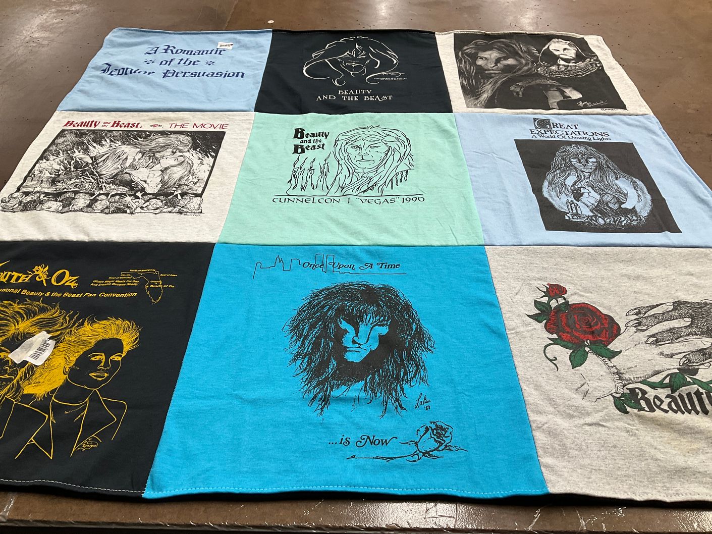 T-shirt quilt with fantasy, films themes by Linda from CT