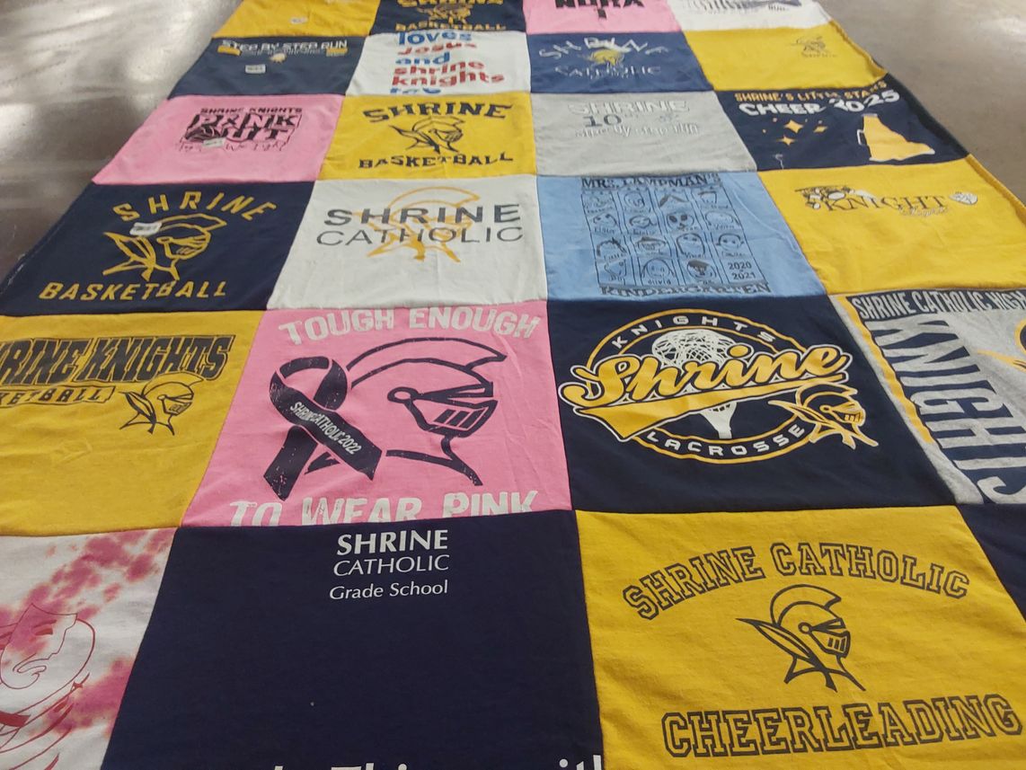 T-shirt quilt featuring shrine knights basketball, shrine knights softball by Pat from MI