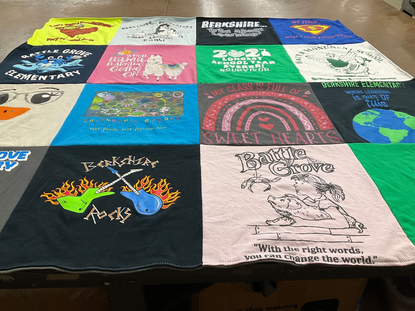 T-shirt quilt from berkshire elementary school by Jane from MD
