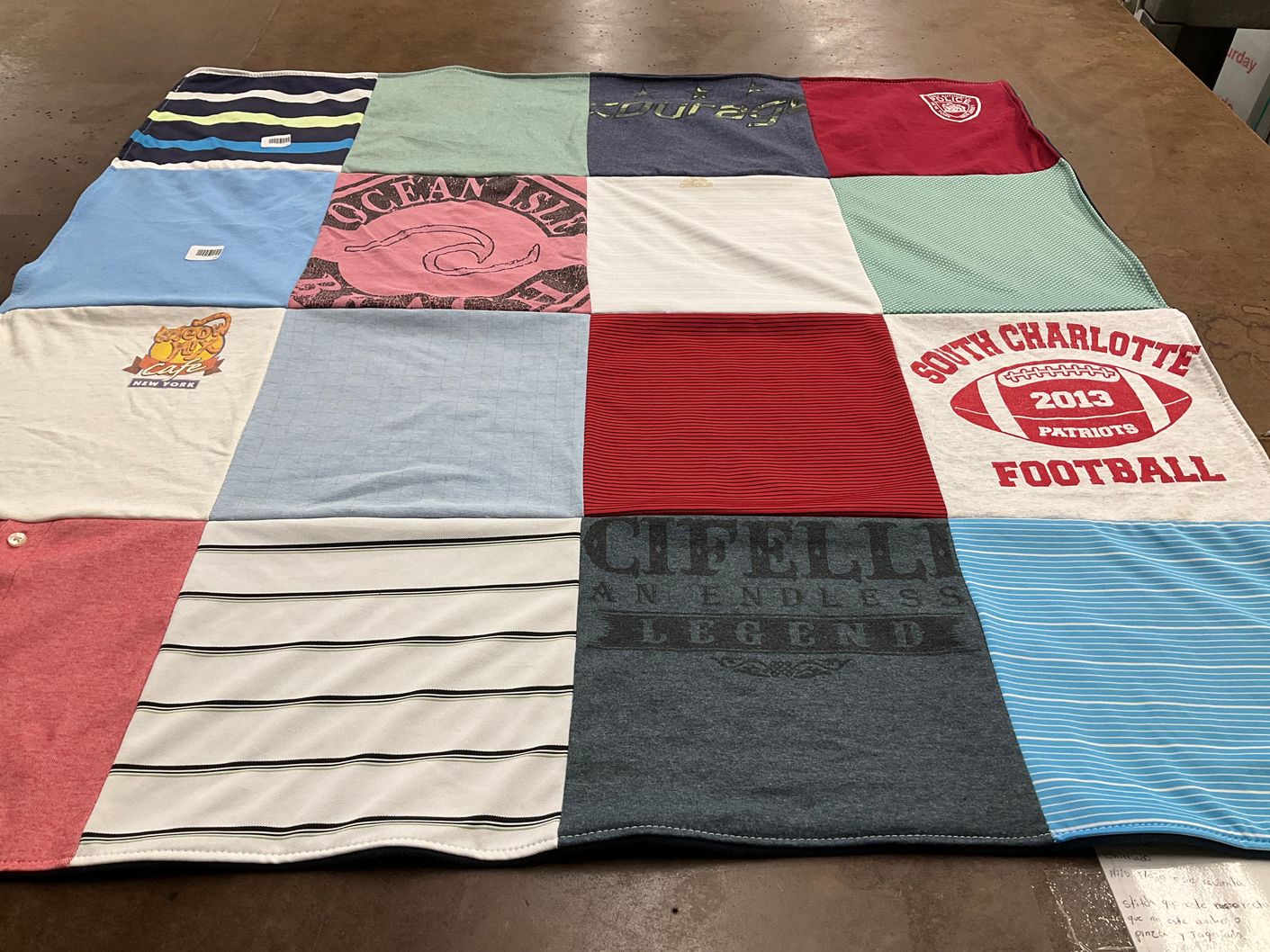 T-shirt quilt featuring south charlotte high school patriots by Kristin from SC