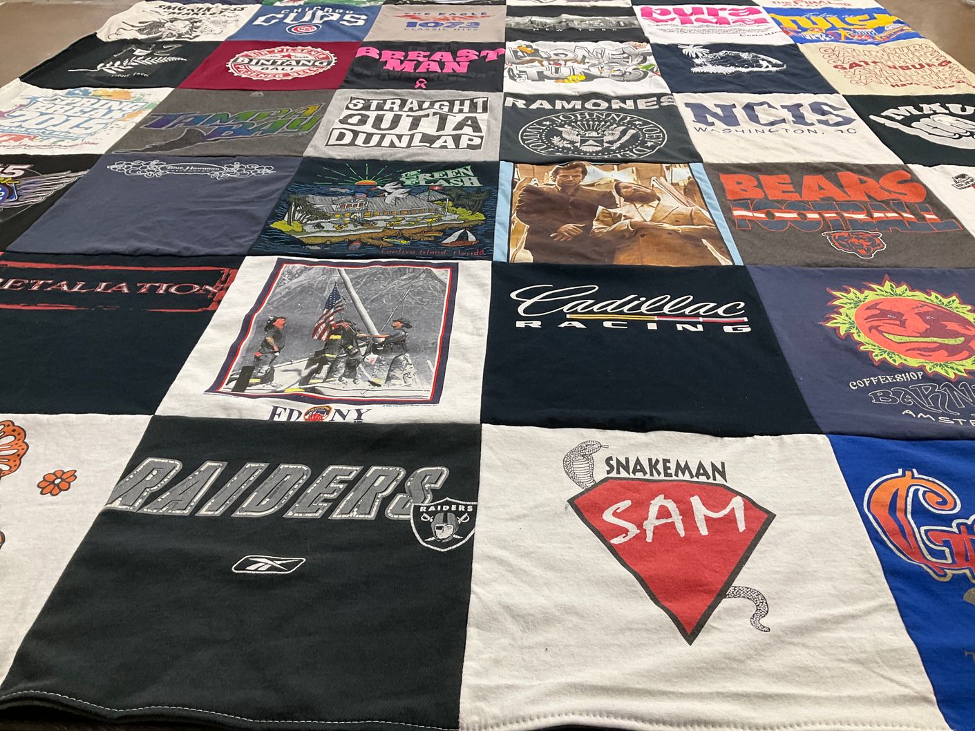 T-shirt quilt featuring chicago bears, las vegas raiders by sheri from TN