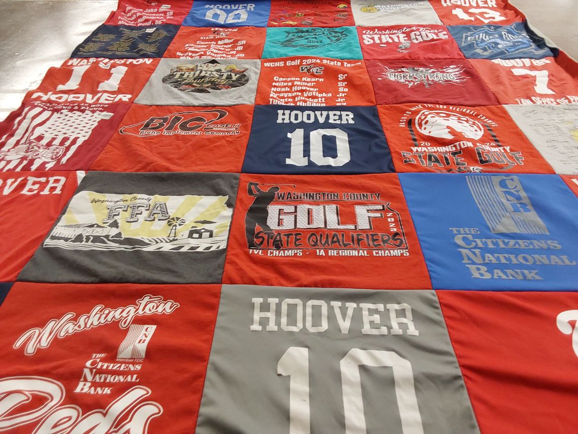 T-shirt quilt featuring hoover high school by Amy from KS