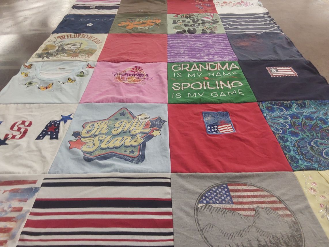 T-shirt quilt with nature, patriotism themes by Charles from TX