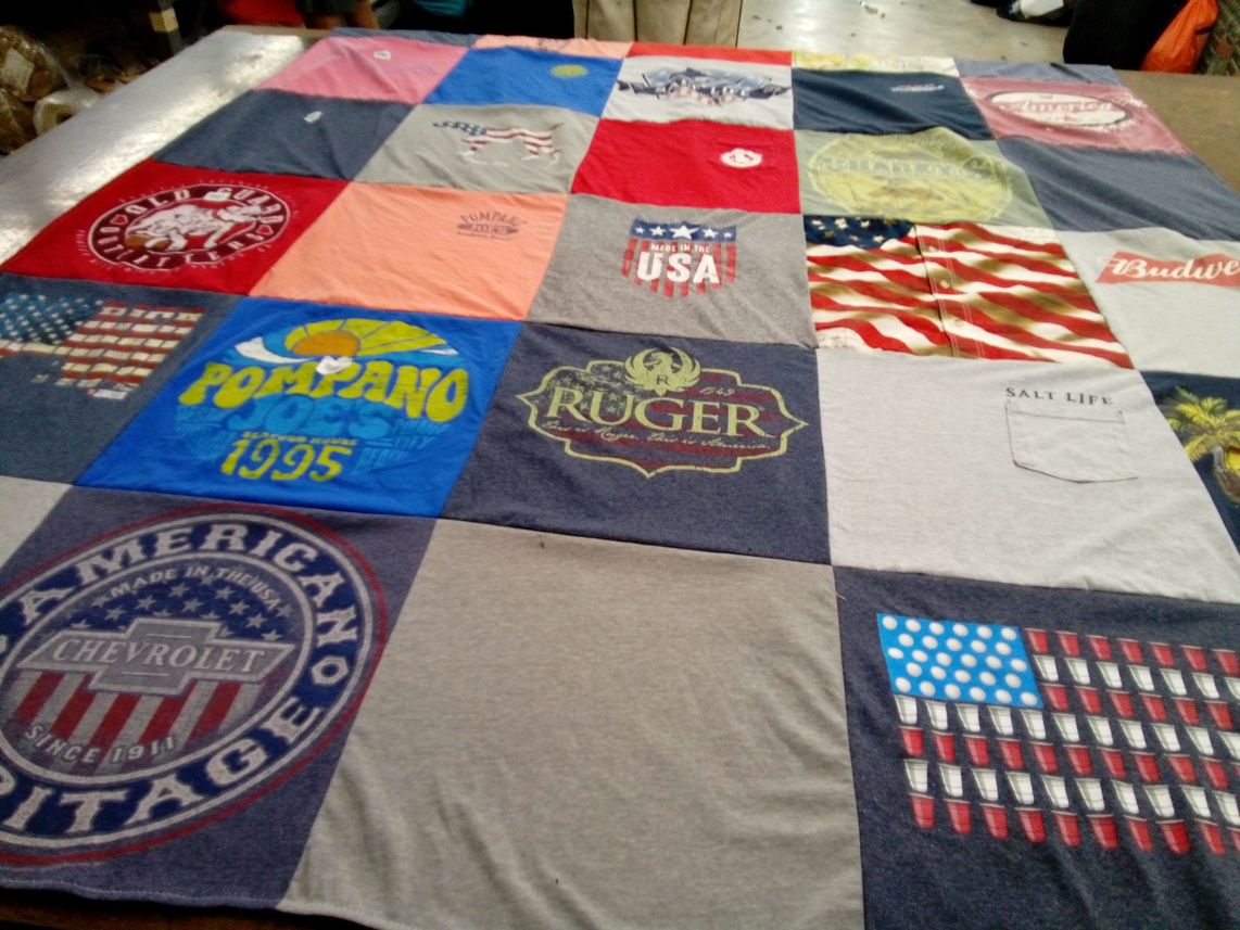 T-shirt quilt with patriotic, beach themes by Monica "Marisa" from GA