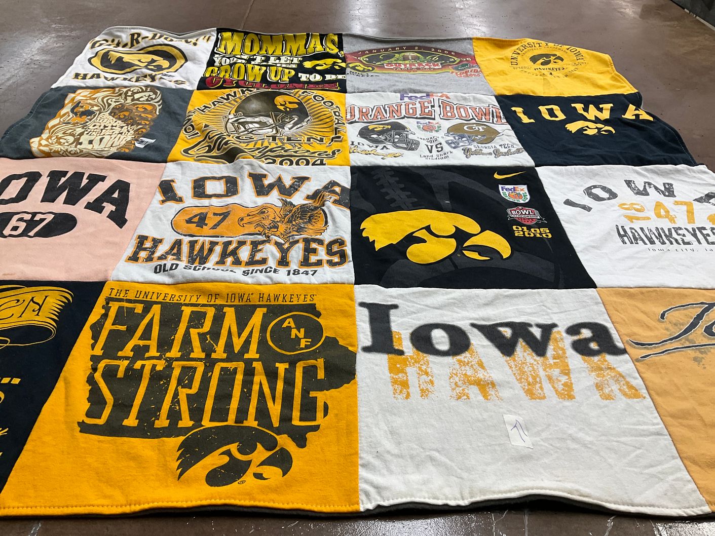 T-shirt quilt featuring the university of iowa hawkeyes by Debbie from FL