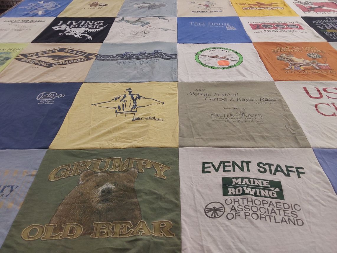 T-shirt quilt with canoeing, kayaking themes by Jennifer from NH