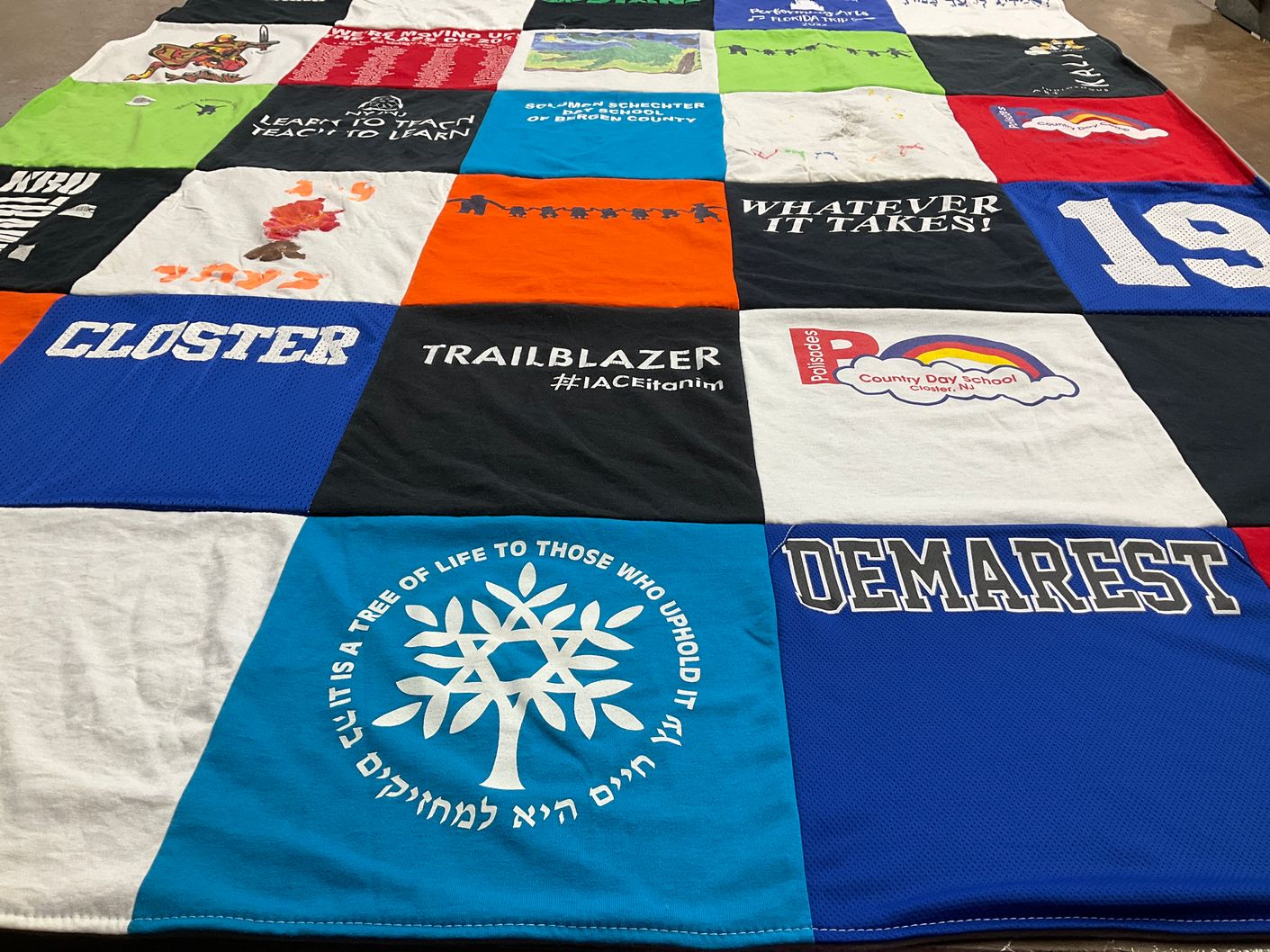 T-shirt quilt from country day school, closter high school by Zehava from NJ