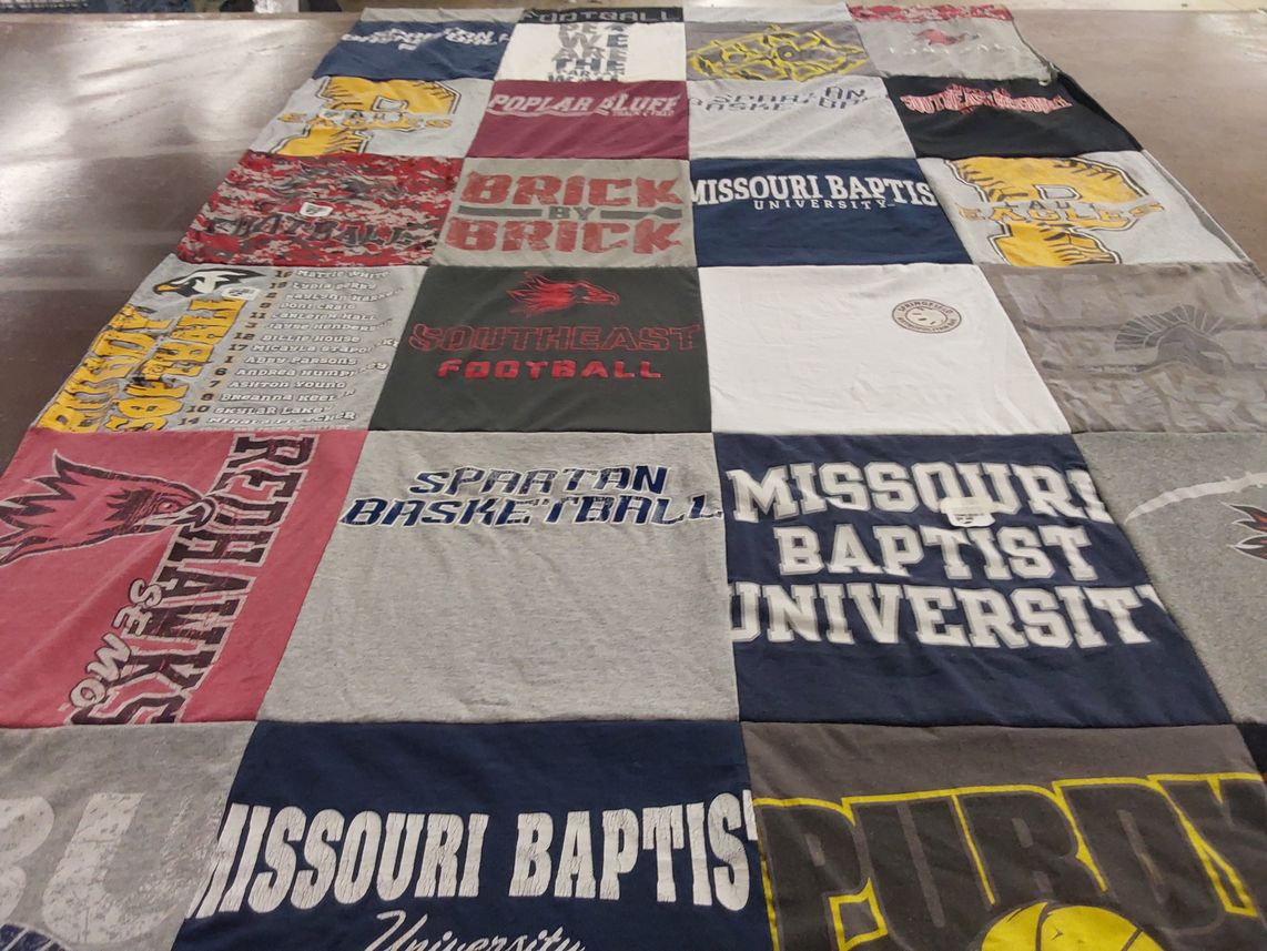 T-shirt quilt featuring southeast missouri state university football, southeast missouri state university basketball by Mattie from MO