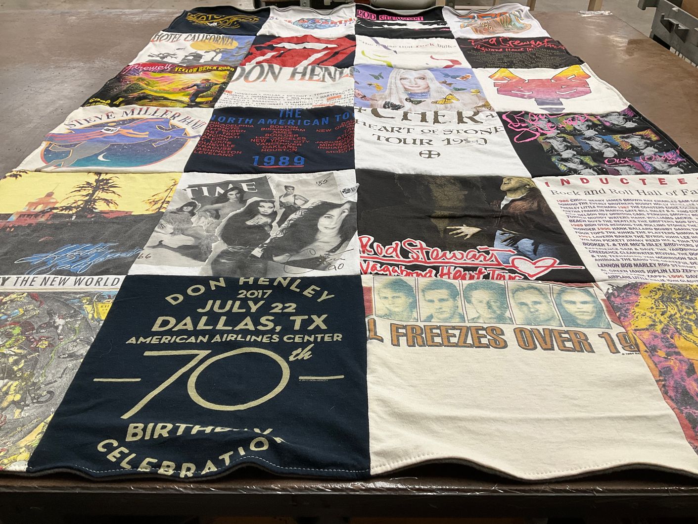 T-shirt quilt with music, concerts themes by James from TX