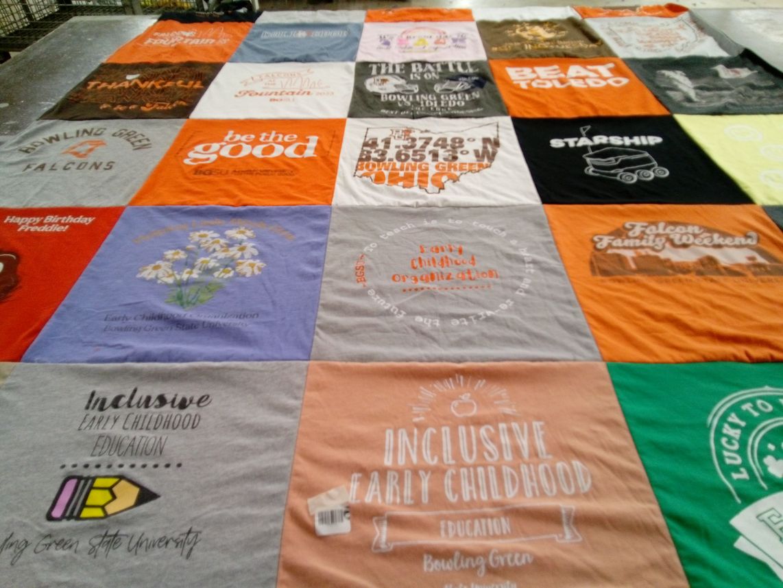 T-shirt quilt featuring bowling green falcons by Morgan from OH
