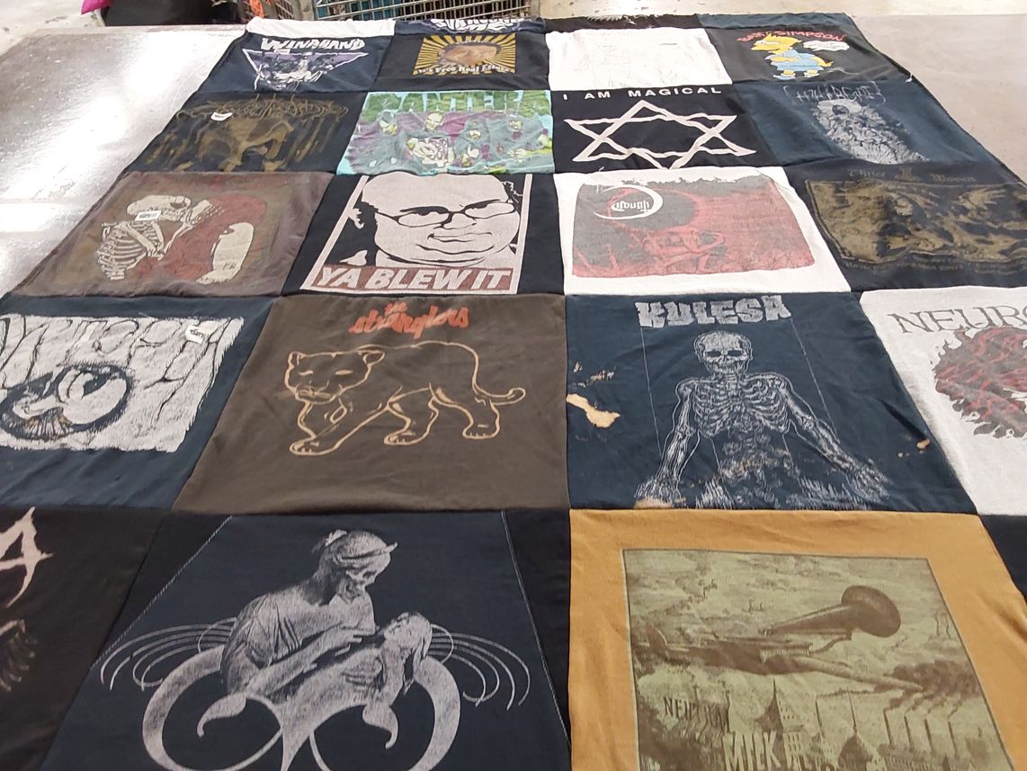 T-shirt quilt with music, art themes by ila from OR