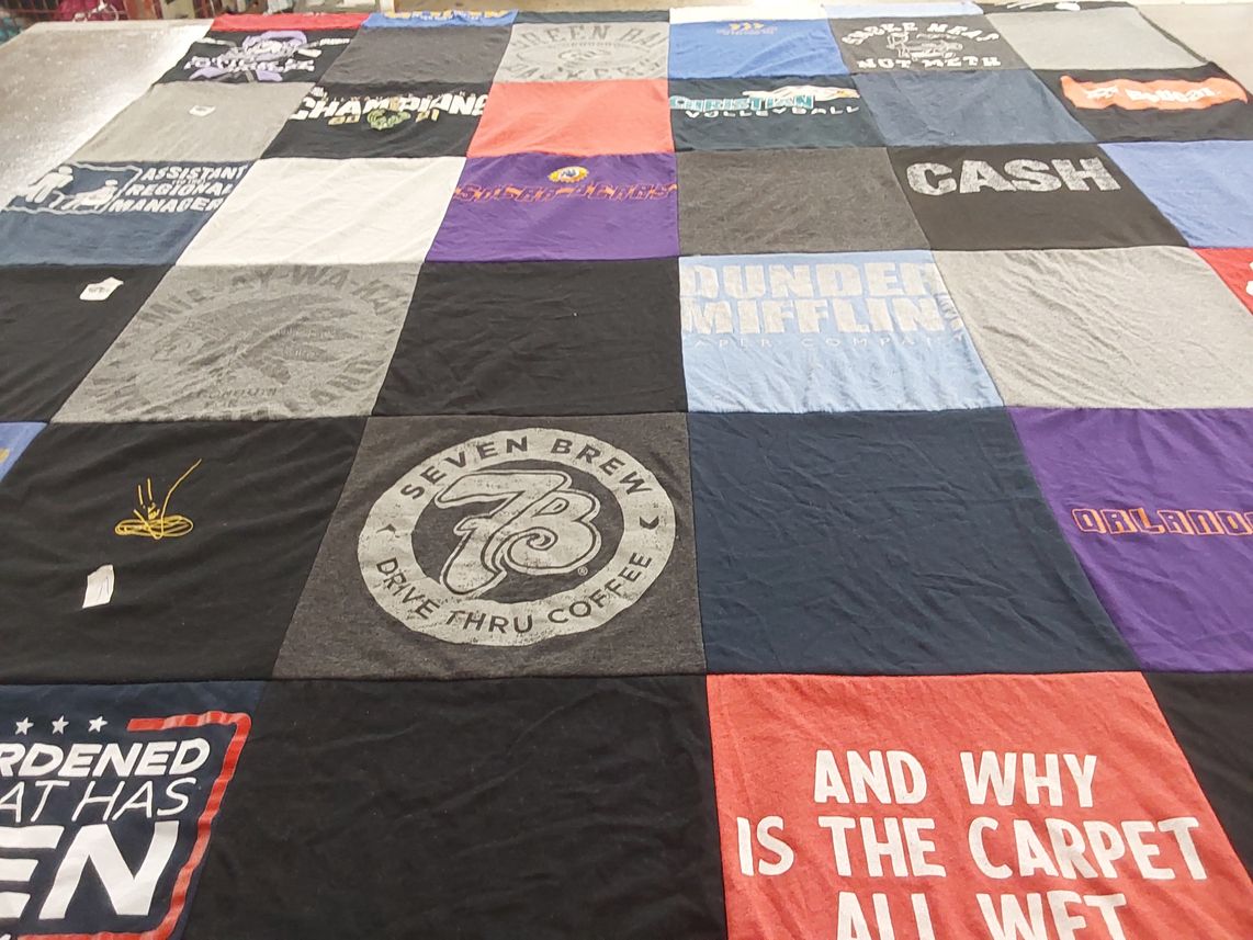 T-shirt quilt with coffee, tv shows themes by Buffy from MO