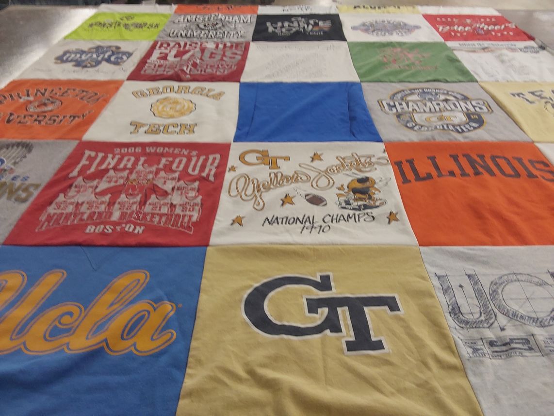T-shirt quilt from georgia institute of technology, university of illinois by Mary from NY