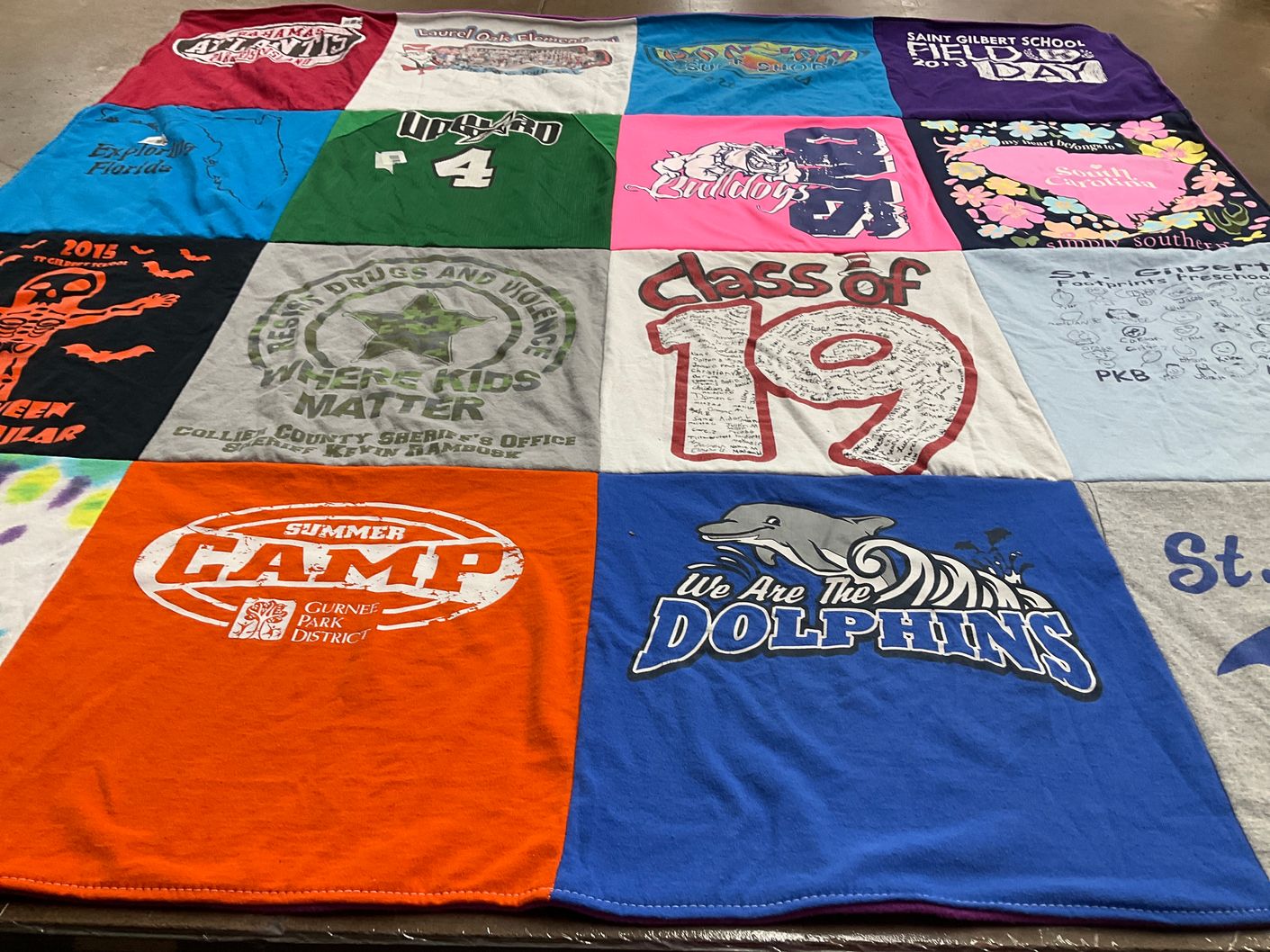 T-shirt quilt featuring dolphins by Bethany from SC