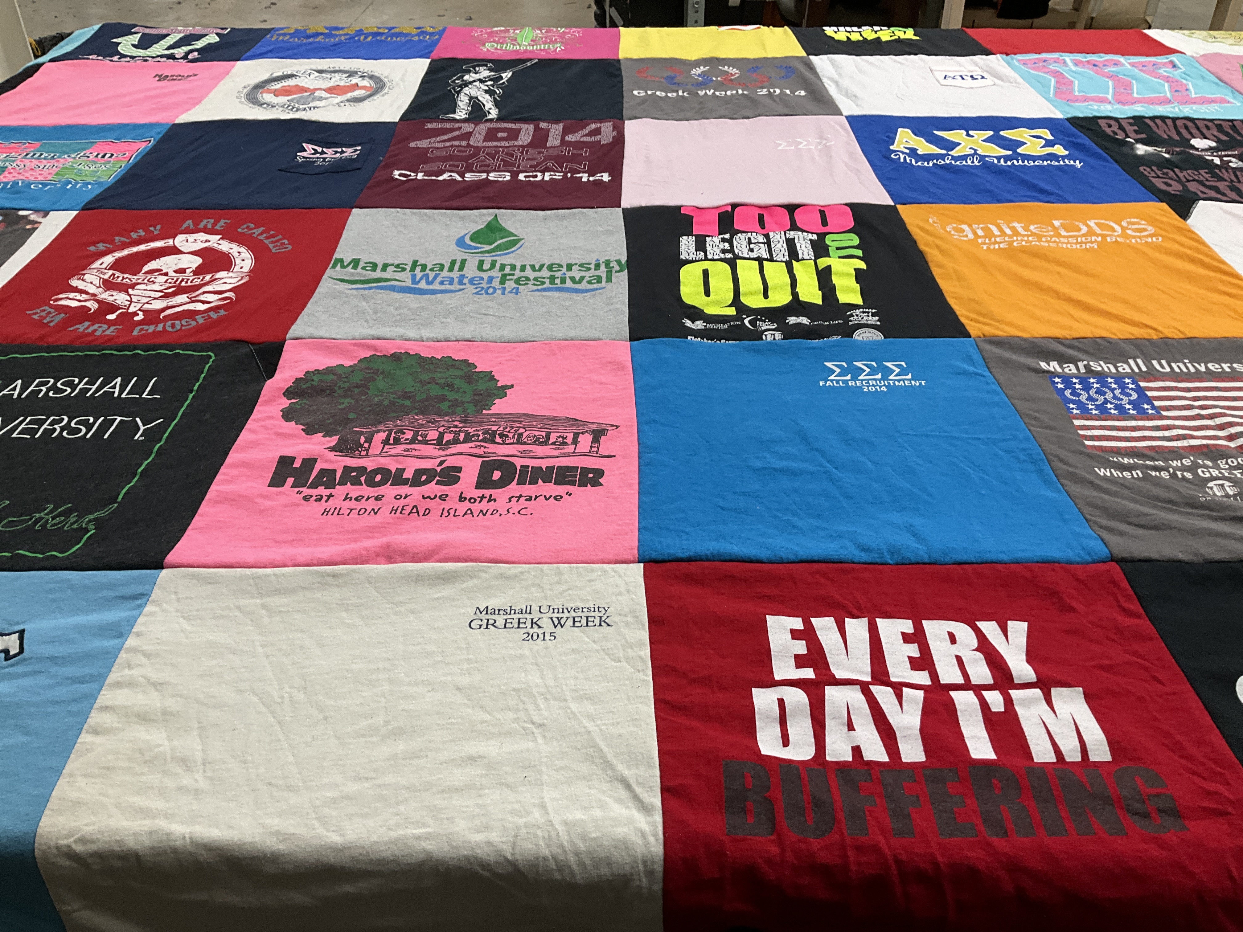 T-shirt quilt from marshall university by Miranda from WV