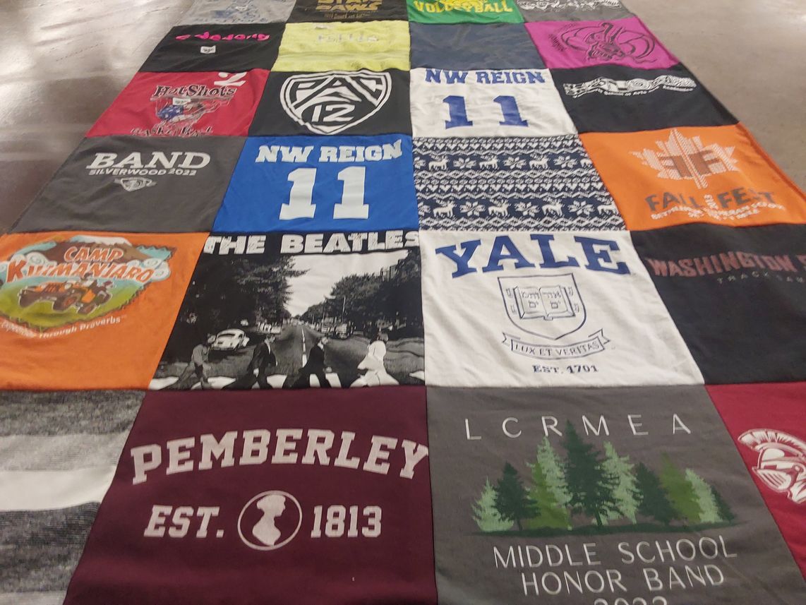 T-shirt quilt featuring washington state university volleyball by Kim from WA