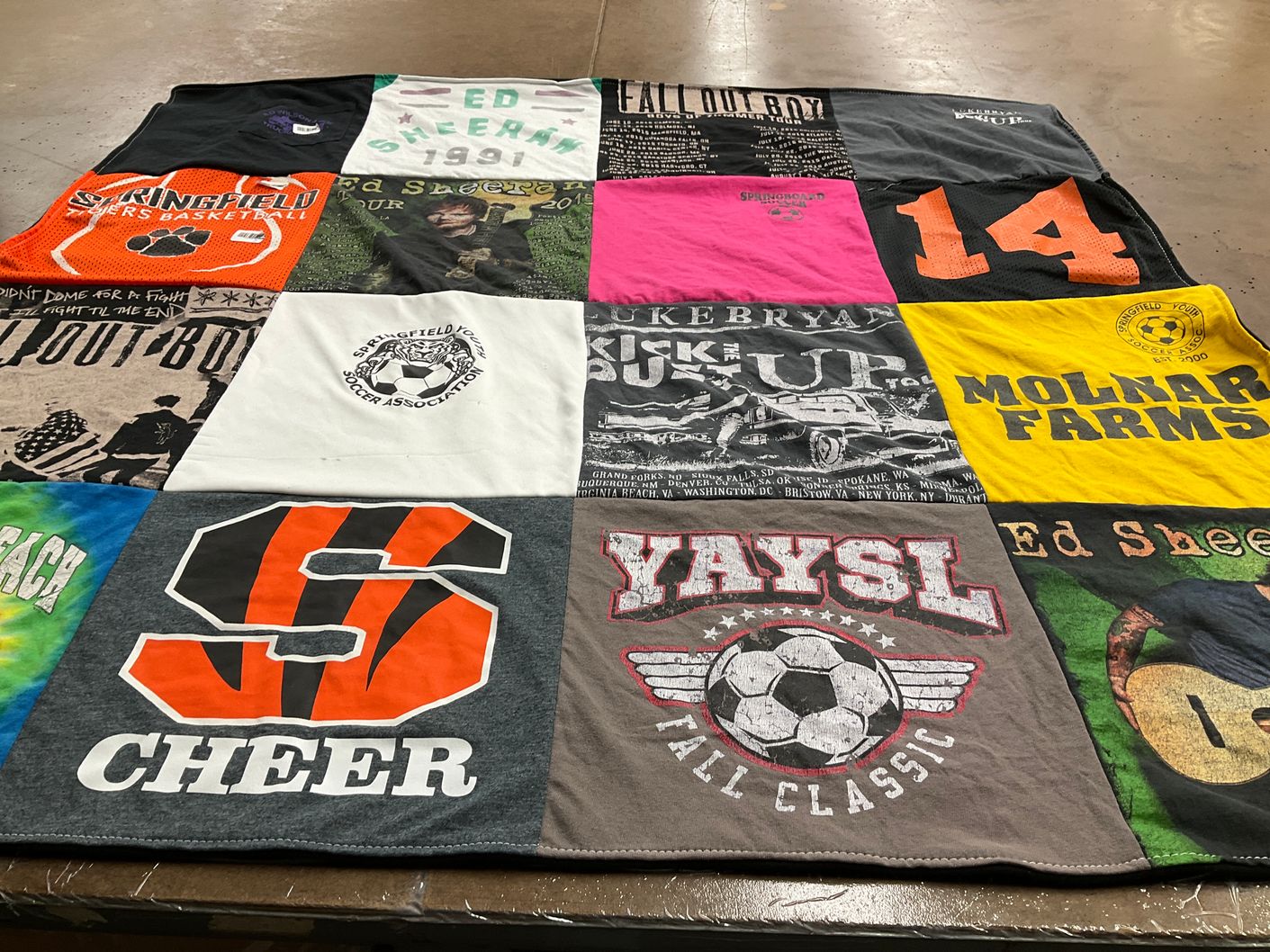 T-shirt quilt with soccer, music themes by Savannah from OH