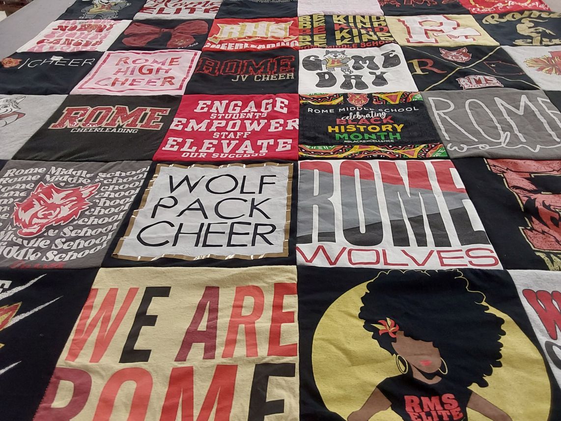 T-shirt quilt featuring rome wolves by Kristin from GA