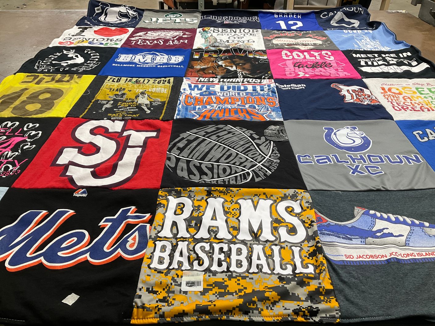 T-shirt quilt featuring mets, rams baseball by audrey from NY