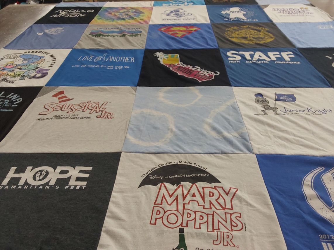 T-shirt quilt from charlotte christian middle school by Wendy from NC