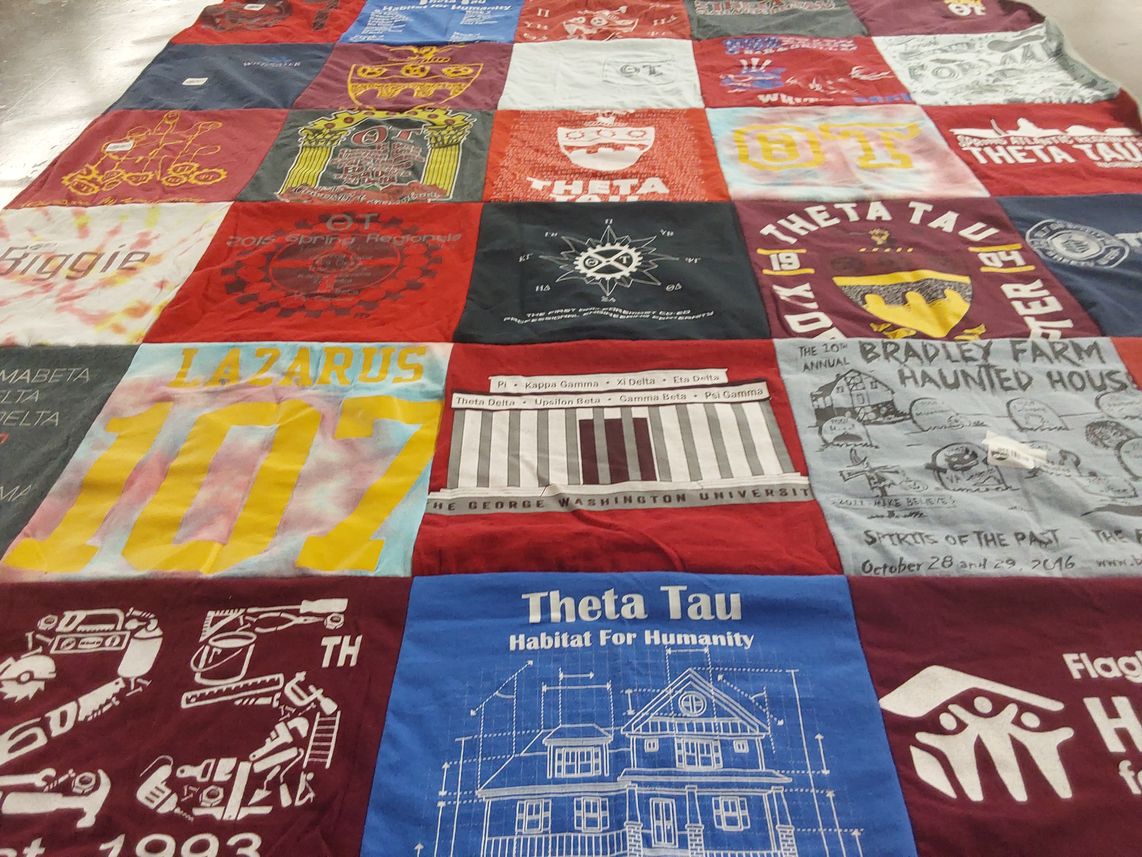 T-shirt quilt from george washington university by Deborah from OR