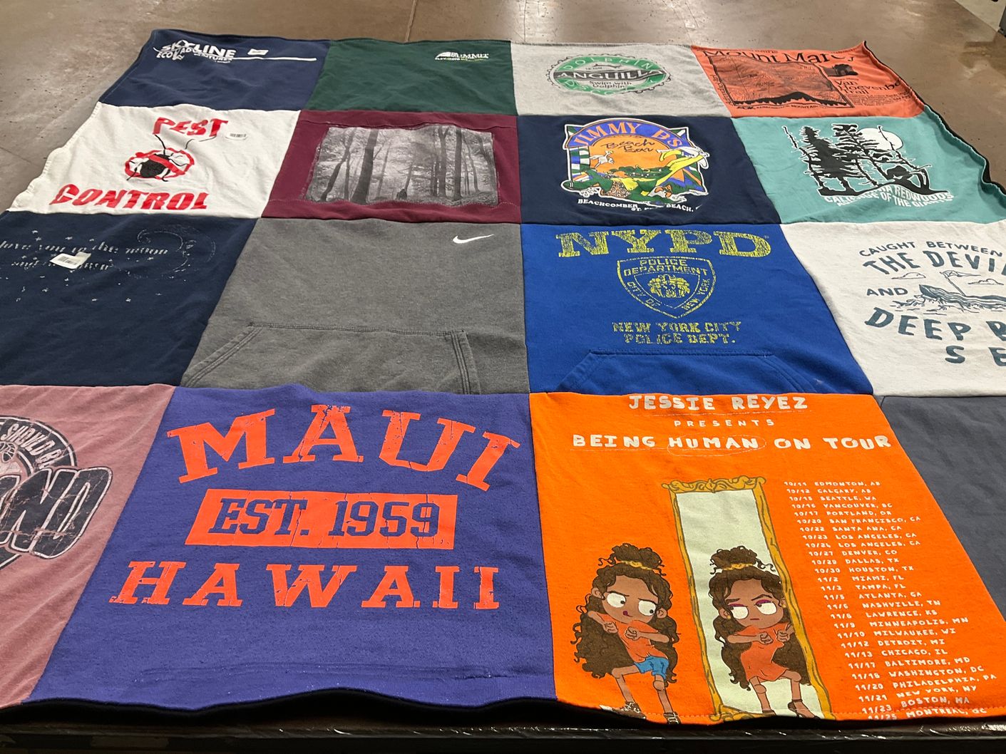 T-shirt quilt with music, travel themes by nicole from NY