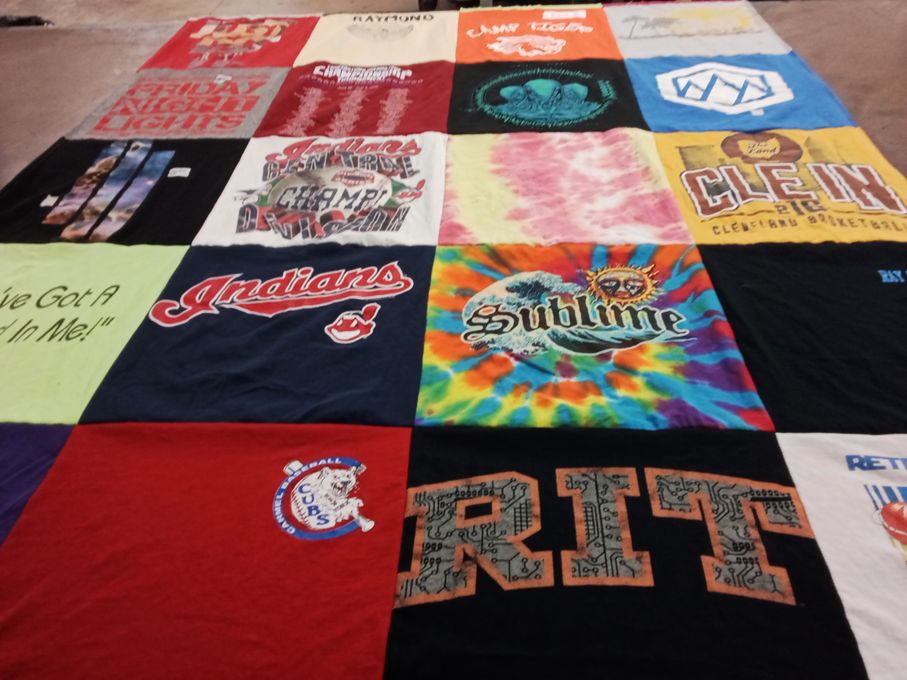 T-shirt quilt featuring cleveland indians, chicago cubs by Christine from NY