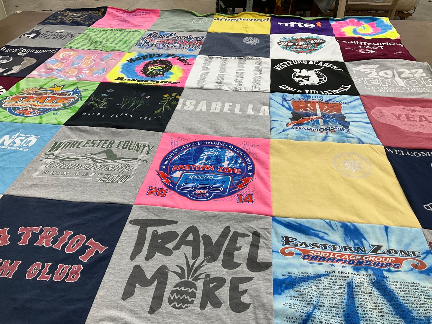 T-shirt quilt featuring patriot swim club by Isabella from MA
