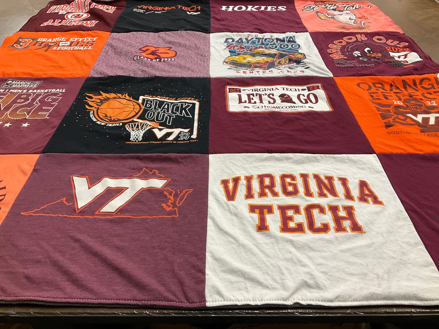 T-shirt quilt featuring virginia tech team by Shelly from NJ