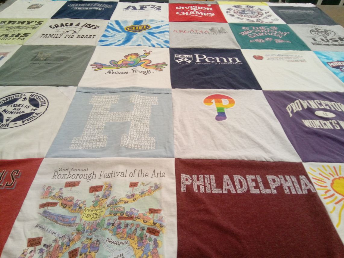 T-shirt quilt from university of pennsylvania, arcadia university by Valerie from PA