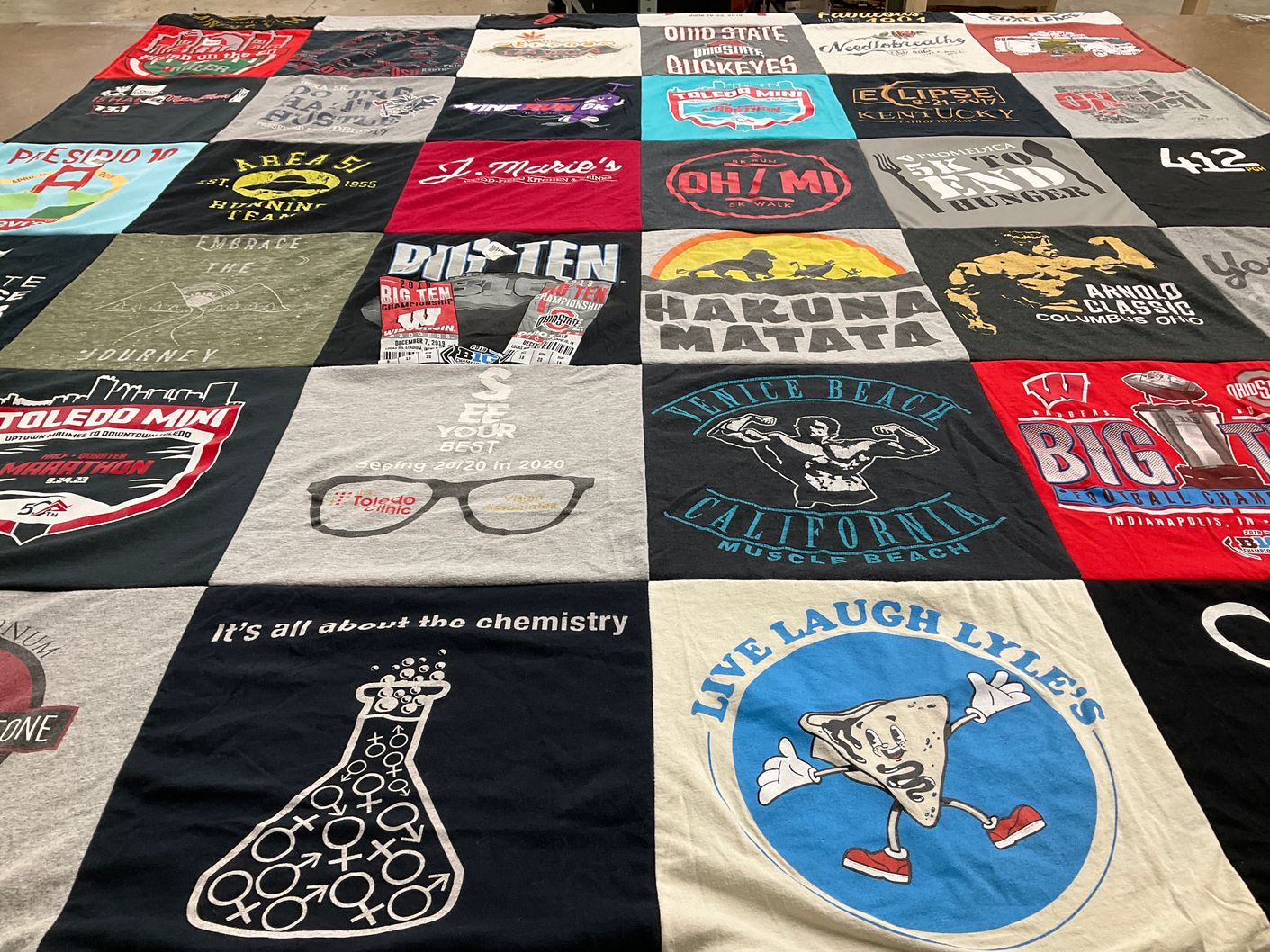 T-shirt quilt featuring ohio state university buckeyes by Jeanne from PA
