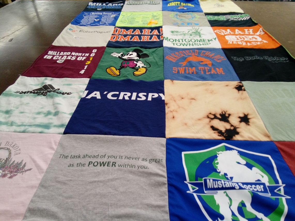 T-shirt quilt featuring mustang soccer by Jane from TN