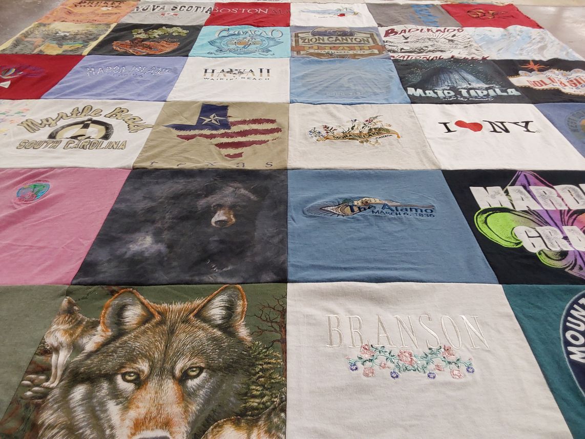 T-shirt quilt with travel, nature themes by Jenny from OR
