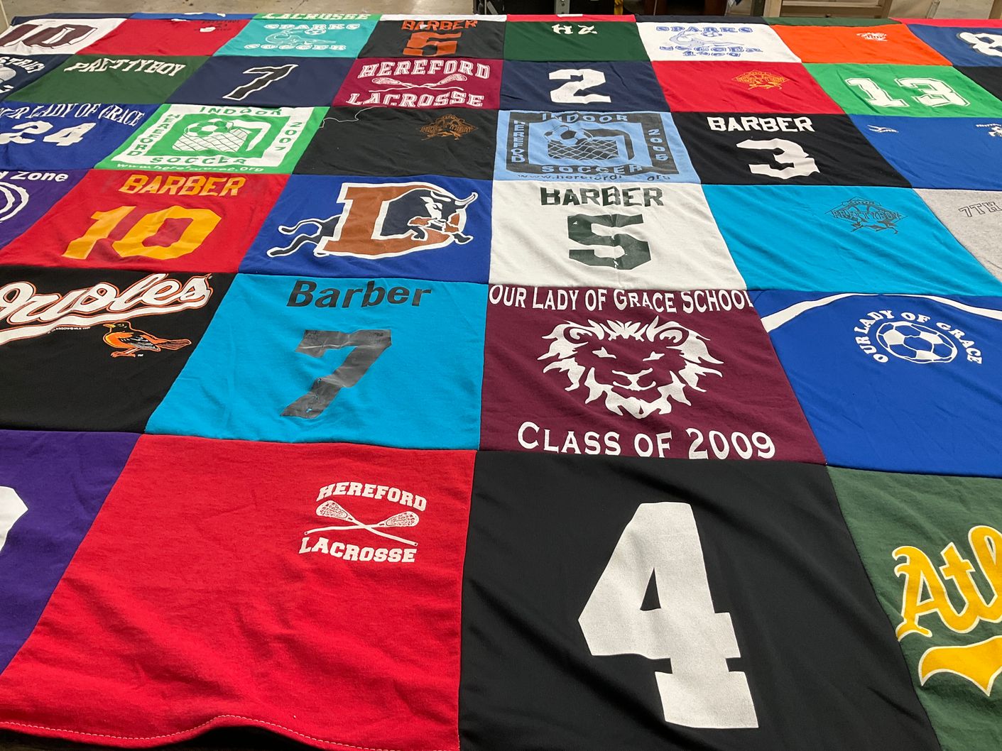 T-shirt quilt from hereford high school, our lady of grace school by Dana from DE