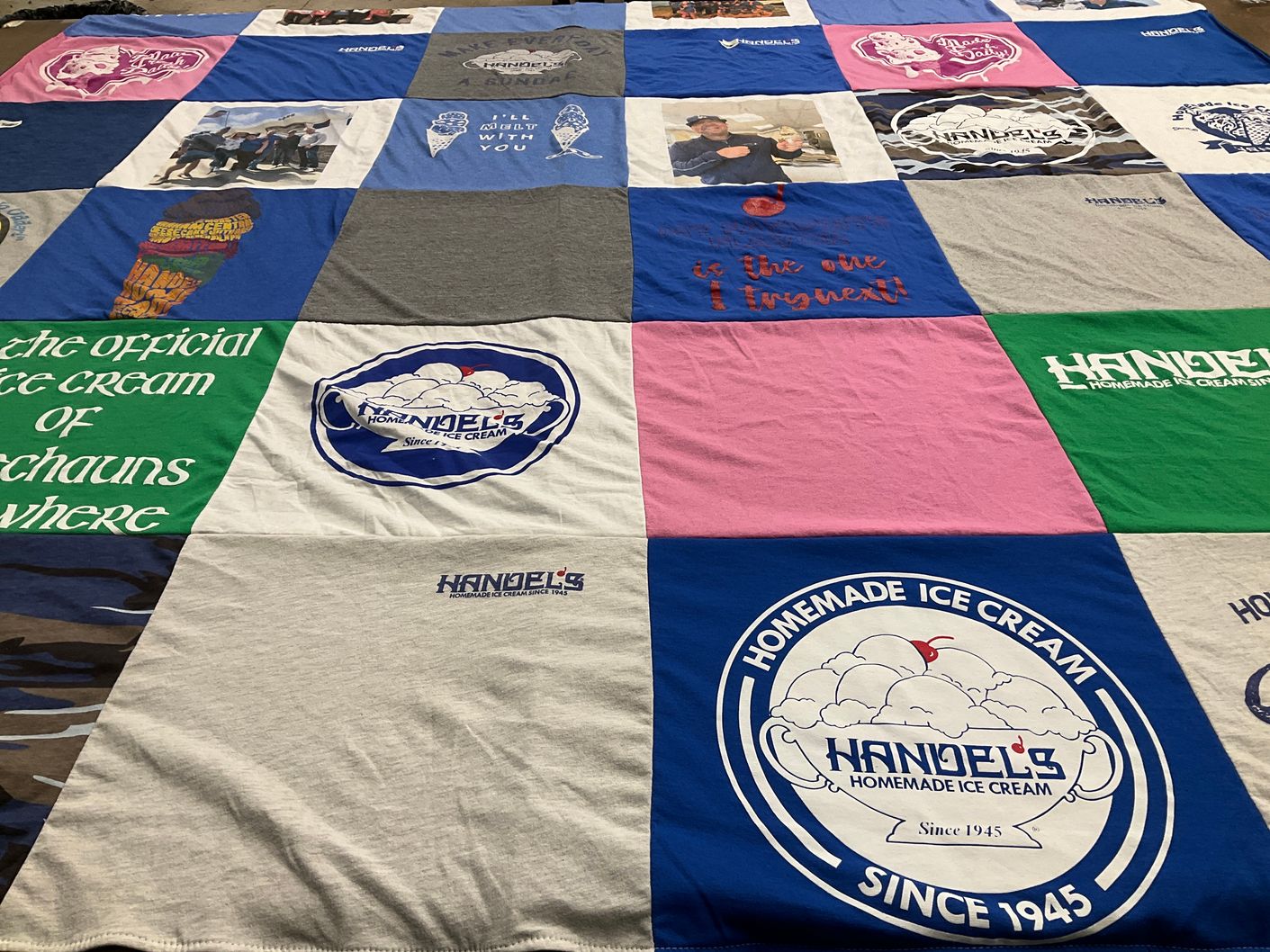 T-shirt quilt with ice cream themes by Tarah from CA