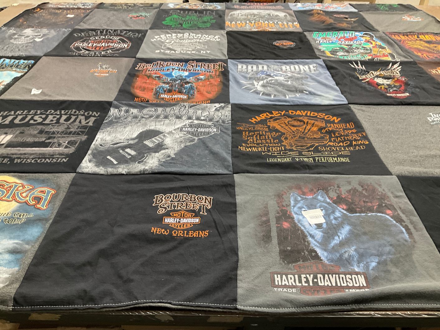 T-shirt quilt with motorcycle, riding themes by Debra from TX