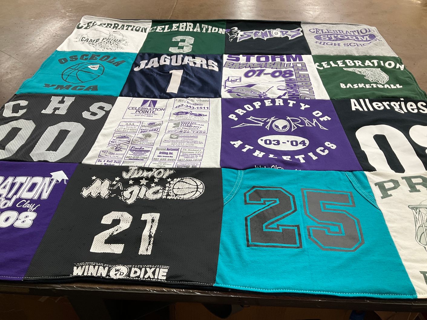 T-shirt quilt featuring storm basketball team, jaguars basketball team by JoAnn from FL