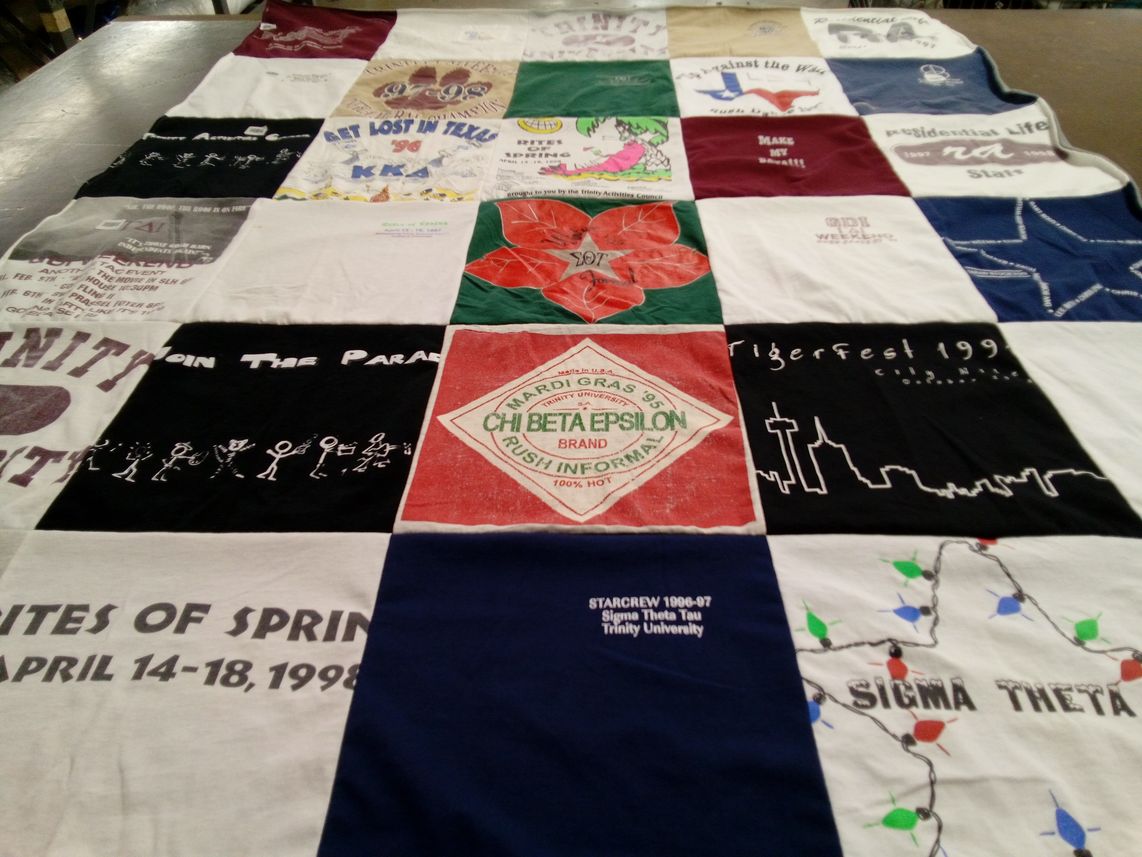 T-shirt quilt from trinity university by Daniel from TX