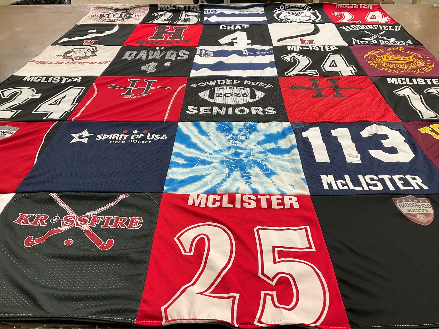 T-shirt quilt from haddonfield high school by Vince from NJ