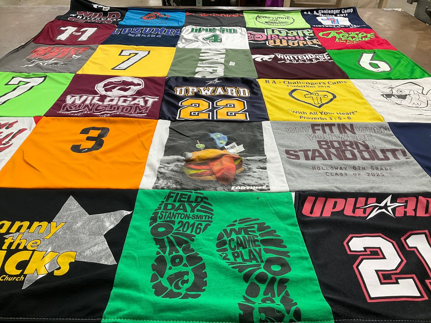 T-shirt quilt from holloway middle school by Jennifer from TX