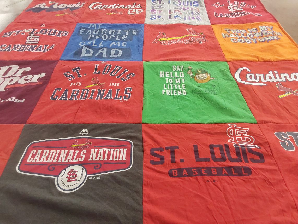 T-shirt quilt featuring st louis cardinals by Lori from MO