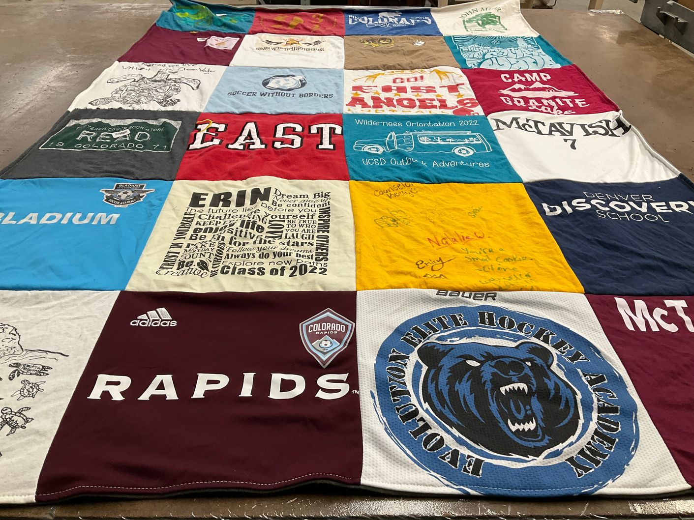 T-shirt quilt from denver discovery school, colorado rapids by Janine from CA
