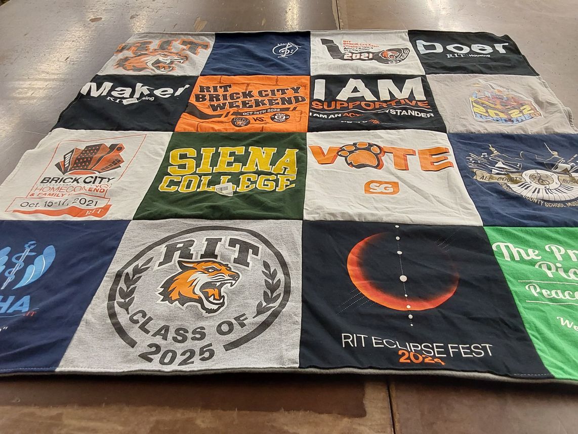 T-shirt quilt from rochester institute of technology, siena college by Eric from NY